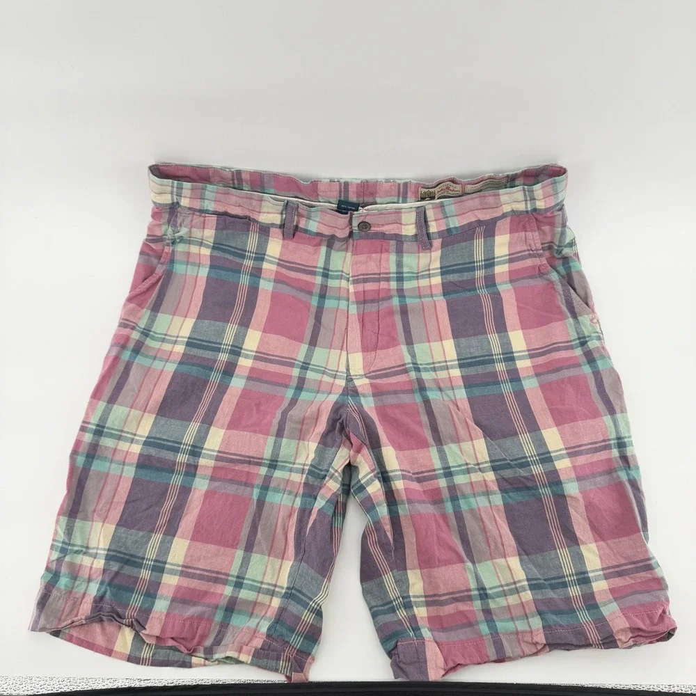 Polo Ralph Lauren Shorts Mens 38 Pink Plaid Bradbury Fit‎ Cinch Back